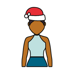 avatar woman with christmas hat icon over white background vector illustration