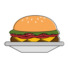 delicious burger isolated icon vector illustration design