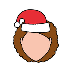 avatar woman with christmas hat icon over white background vector illustration
