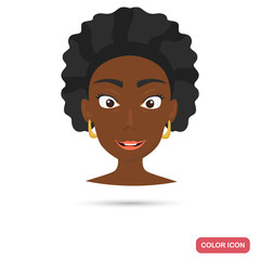 African girl avatar face color flat icon
