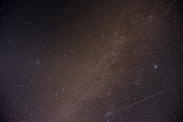 milky way on night blue sky.