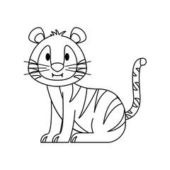 Cute tiger cartoon icon vector illustration graphic design