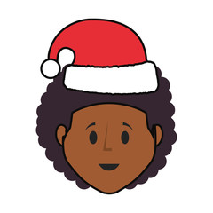 cartoon woman with christmas hat icon over white background vector illustration