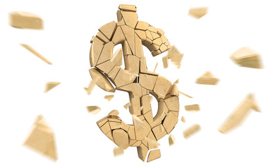 Exploding dollar currency 3D rendering