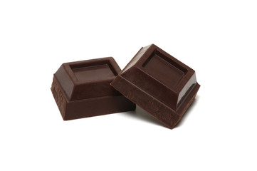 Chocolate pieces on a white