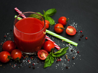 Glass with tomato juice