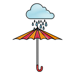 cloud rainy sky with umbrella vector illustration design