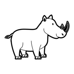 Cute rhino cartoon icon vector illustration graphic design