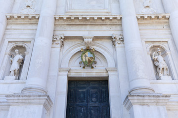 16th-century Benedictine San Giorgio Maggiore church, facade, Venice, Italy.