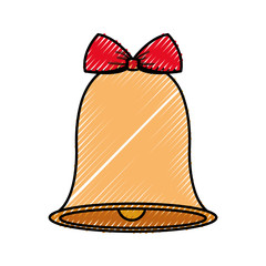 flat line  colored  christmas bell  doodle over white background  vector illustration