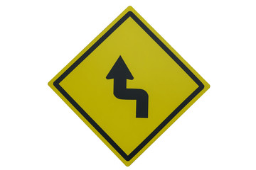 Warning sign, narrow curve radius.