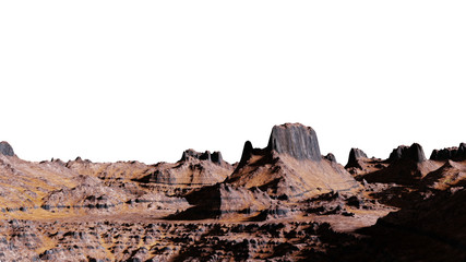 desert landscape, mesa isolated on white background