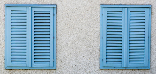 blue historical countryside shutter