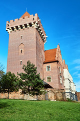 Tower reconstructed royal castle in autumn in Poznan.