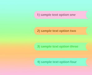 Obraz premium four simple option steps infographic sample text layout template blue pink green orange gradient background 