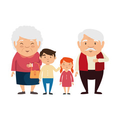 couple of grandparents with grandchildren avatars characters vector illustration design