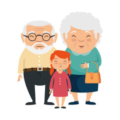couple of grandparents with granddaughter avatars characters vector illustration design