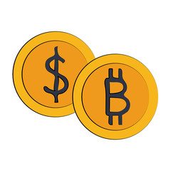 Bitcoin virtual money exchange icon vector illustration graphic design