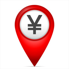 Obraz premium Map marker with yen symbol
