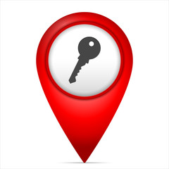 Map marker with key symbol