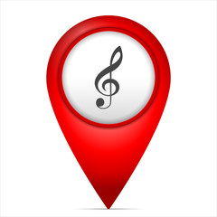 Map marker with music symbol
