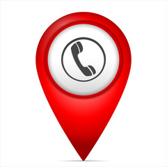 Map marker with phone symbol