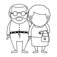 couple of grandparents avatars characters vector illustration design