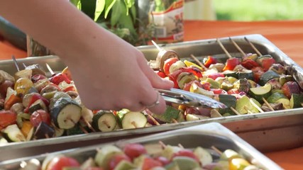 Vegetarian food being served at a community event