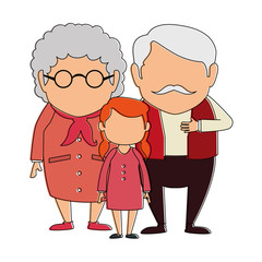 couple of grandparents with granddaughter avatars characters vector illustration design