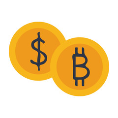 Bitcoin virtual money exchange icon vector illustration graphic design