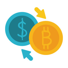 Bitcoin virtual money exchange icon vector illustration graphic design