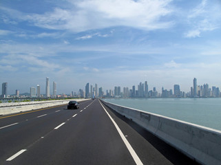 Skyline of Panama City, Smog and air pollution in the background, Panama, Central America