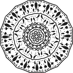 Vector Beautiful Deco Monochrome Contour Mandala, Patterned Design Element, Ethnic Amulet