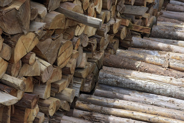 Pile of firewood in geometric composition