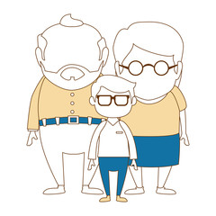 couple of grandparents with grandson avatars characters vector illustration design