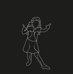 sketch of little girl dancing