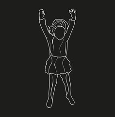 sketch little girl jumping