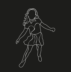 sketch of little girl dancing