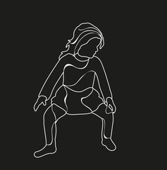Fototapeta na wymiar sketch of little girl dancing