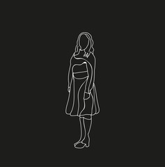 sketch of a girl, on a black background