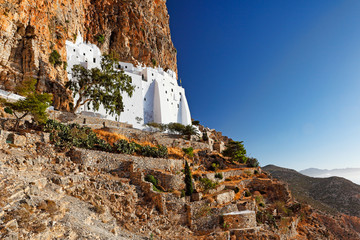 The monastery of Hozoviotissa in Amorgos, Greece - obrazy, fototapety, plakaty