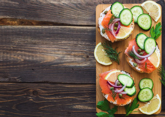 Sandwiches with smoked salmon