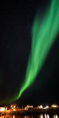 Northern lights over the vilage of Sakrisoy