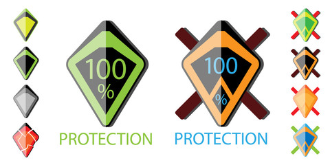 set of emblems futuristic shield on a white background