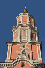 Fototapeta na wymiar Archangel St. Gabriel Church (1707) (Menshikov tower) White City of Moscow, Russia