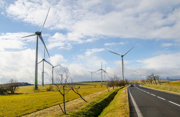 Wind turbine and road.