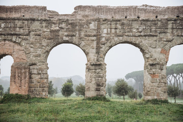 Fototapeta na wymiar Roman aqueduct arches 
