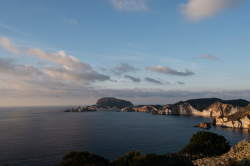 Fototapeta na wymiar Sunrise landscape from Ponza island in the Mediterranean sea
