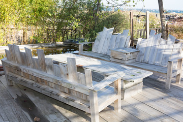 recycled wood garden lounge on the terrace