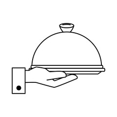 hand with tray server isolated icon vector illustration design